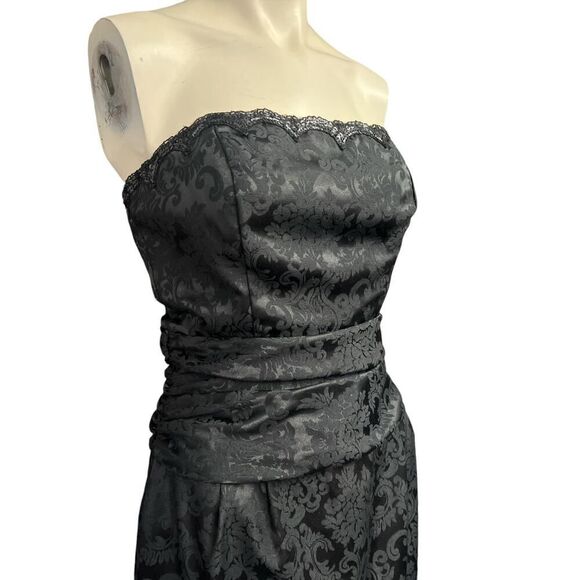 Vintage Scott McClintock Jacquard Strapless Dress 8 Ruched Party Cocktail - Picture 2 of 8